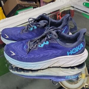 Mens 12D men's Hoka Arahi 6 running shoes in the "Outer Space/Bellwether Blue
